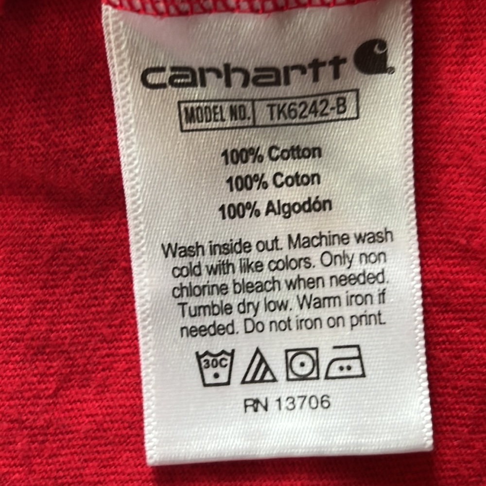 Carhartt Kid’s Red Short Sleeve Logo T-shirt Size‎ L (14-16) - Picture 4 of 5